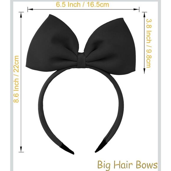 NWT Women's Girls Black Big Bow Headband Cosplay Costume Party Hair Accessory - Picture 2 of 4